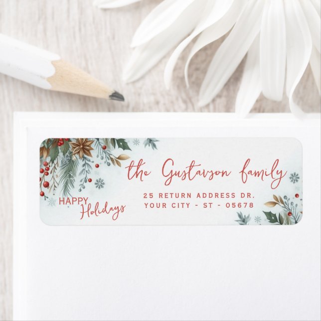 Classy Dark Red Teal Blue Floral Holiday Wreath (Insitu)