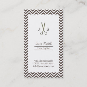 Classy Dark Tan Chevron Stripes Hair Stylist Business Card