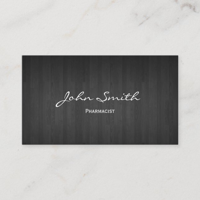 Classy Dark Wood Pharmacist Business Card (Front)