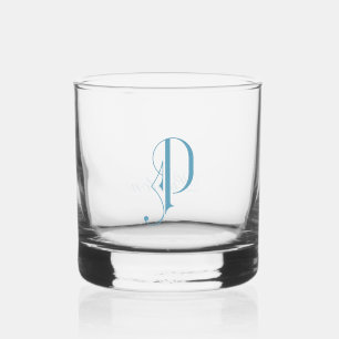Classy  Decorative Monogramed P Personalised  Whiskey Glass
