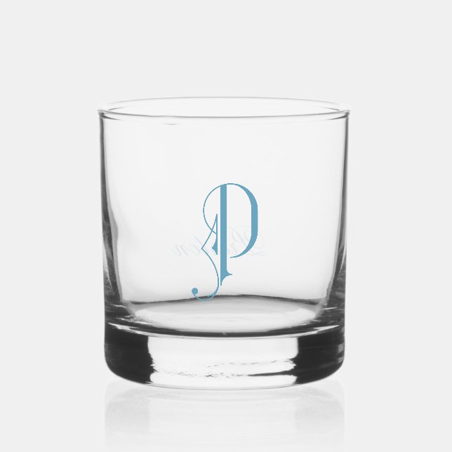 Classy  Decorative Monogramed P Personalised  Whiskey Glass (Front)