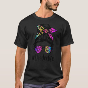 Classy Deedee life Messy Bun Rainbow Leopard Mothe T-Shirt