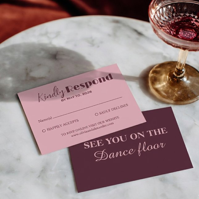 Classy Deep Red Cream Fancy Modern Chic Wedding RSVP Card (Creator Uploaded)