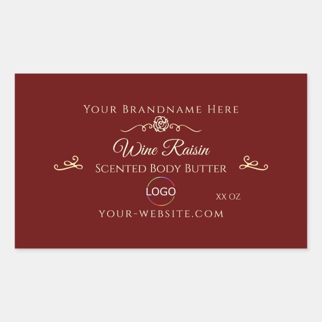 Classy Deep Red Product Label Gold Frame with Logo (Front)