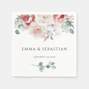 Classy Delicate Roses Floral Elegant Wedding Napkin