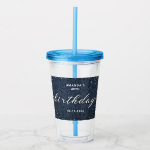 Classy Denim Diamonds Any Age Chic Birthday Party Acrylic Tumbler