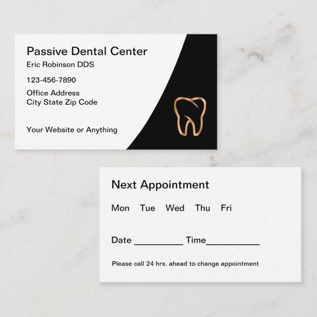 Classy Dentist Office Appointment Cards Design (Front/Back)