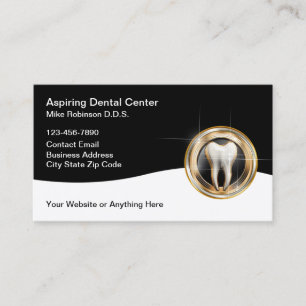 Classy Dentist Office Modern Tooth Emblem Business Card