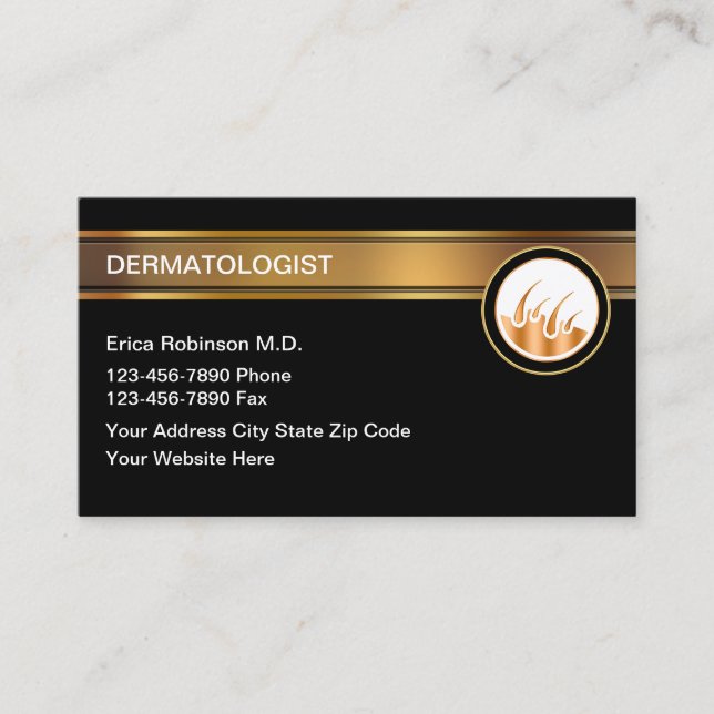 Classy Dermatologist Dermatology Business Cards (Front)