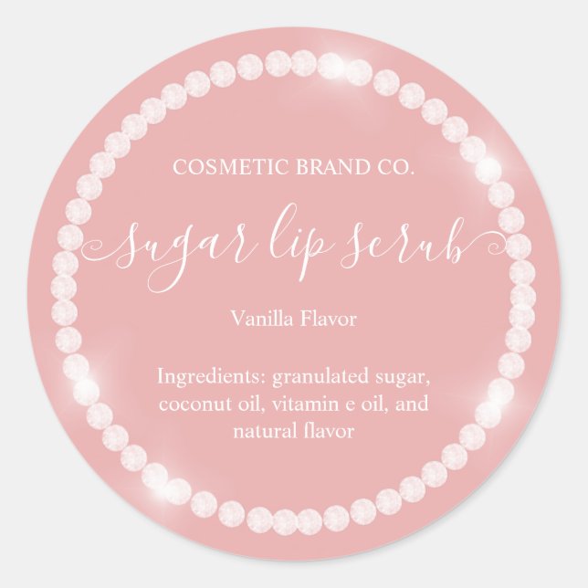 Classy Diamond Frame Peachy Pink Sugar Lip Scrub Classic Round Sticker (Front)