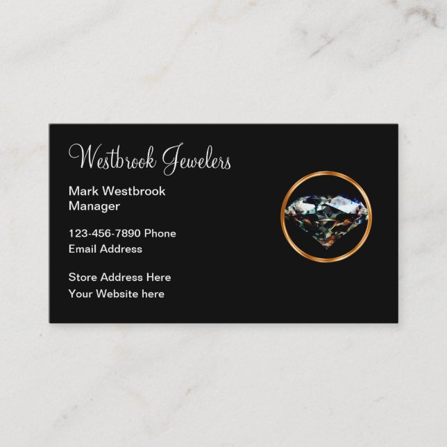 Classy Diamond Jewelry Store Business Card (Front)