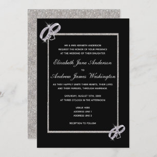 Classy Diamond Silver Wedding Rings Wedding Invitation