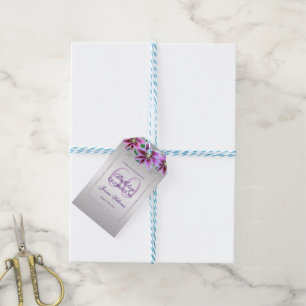 Classy Diamonds & Flowers Birthday Gift Tags