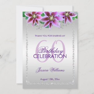Classy Diamonds & Flowers Birthday Thank You Card