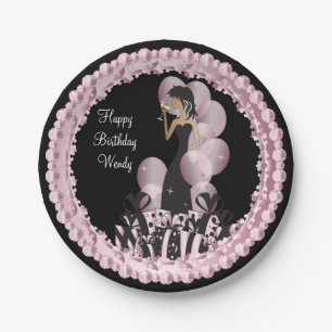 Classy Diva Girl's Party   Personalise   Pink Paper Plate