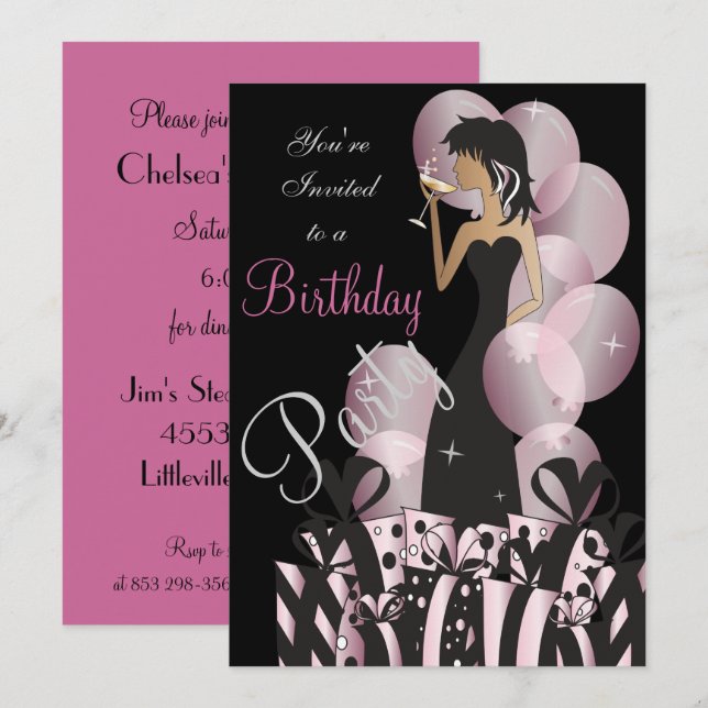 Classy Diva Party Girl Invitation (Front/Back)