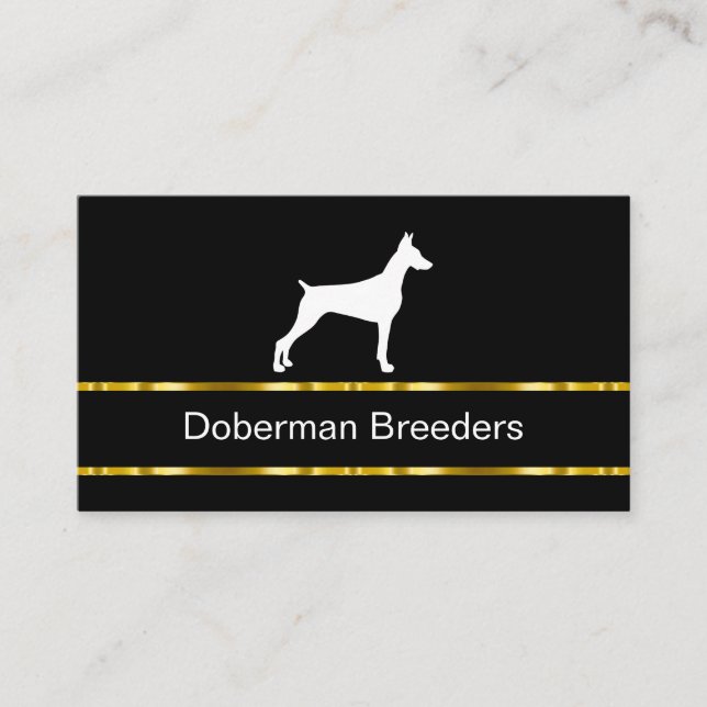 Classy Doberman Pinscher Dog Breeder Business Card (Front)
