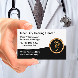 Classy Doctor of Audiology Hearing Business Cards