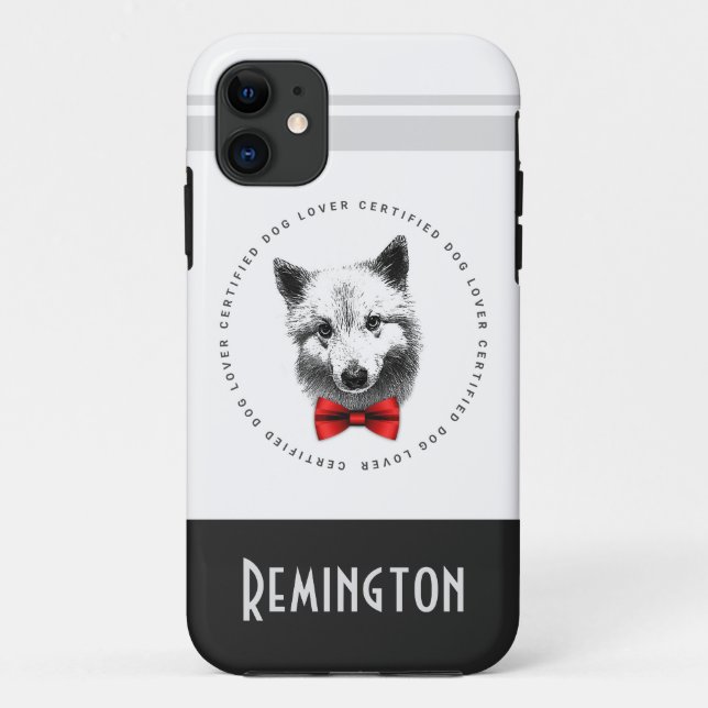 Classy Dog Lover Shiba Inu Bow Tie Add Your Name Case-Mate iPhone Case (Back)
