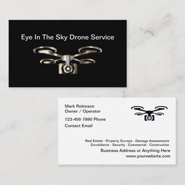 Classy Drone Eye In Sky Service Business Card (Front/Back)