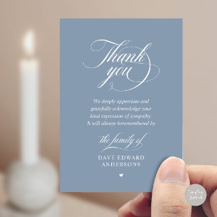 Classy Dusty Blue Funeral Memorial Sympathy Card