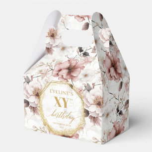 Classy Dusty Pink Floral Gold Birthday Favour Box