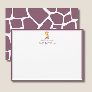 Classy Dusty Plum Giraffe Skin New Baby Nursery Card