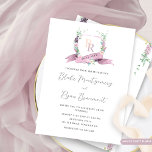 Classy Dusty Purple, Mauve, Pink  Monogram Wedding Invitation<br><div class="desc">Elevate your special day with this enchanting wedding invitation, featuring a stunning watercolor monogram crest adorned with delicate flowers in shades of purple, lilac, dusty purple, blush, pink, and creamy yellow. The beautifully crafted crest showcases the initials of the couple, symbolising their unique love story, and a graceful mauve, dusty...</div>