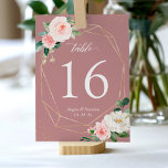 Classy Dusty Rose Blush Floral Geometric Wedding Table Number<br><div class="desc">Dusty Rose Blush Floral Geometric Frame Wedding Table Number Card. (1) Please customise this template one by one (e.g, from number 1 to xx) , and add each number card separately to your cart. (2) For further customisation, please click the "customise further" link and use our design tool to modify...</div>