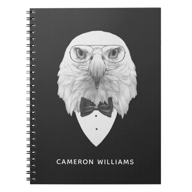 Classy Eagle Portrait | Add Your Name Notebook (Front)