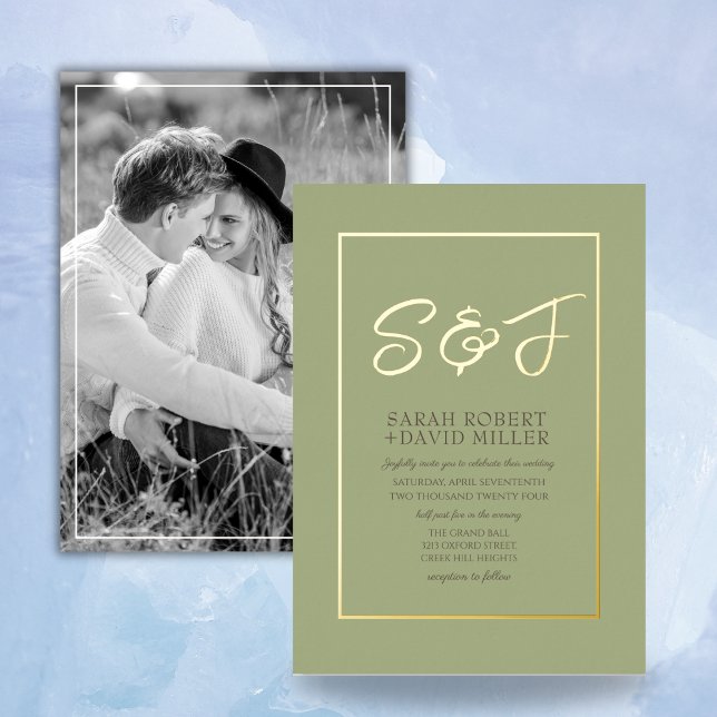 Classy Earth Tone Sage Green Gold Frame Photo (Creator Uploaded)