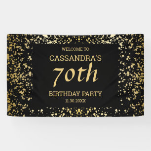 Classy Egypt Gold Sprinkles Black Birthday Banner