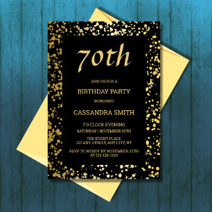 Classy Egypt Gold Sprinkles Black Birthday Invitation