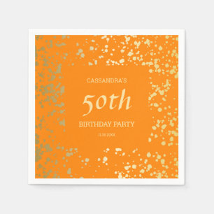 Classy Egypt Gold Sprinkles Orange Birthday Napkin