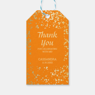 Classy Egypt Gold Sprinkles Orange Thank You Gift Tags