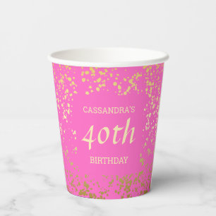 Classy Egypt Gold Sprinkles Pink Birthday Paper Cups