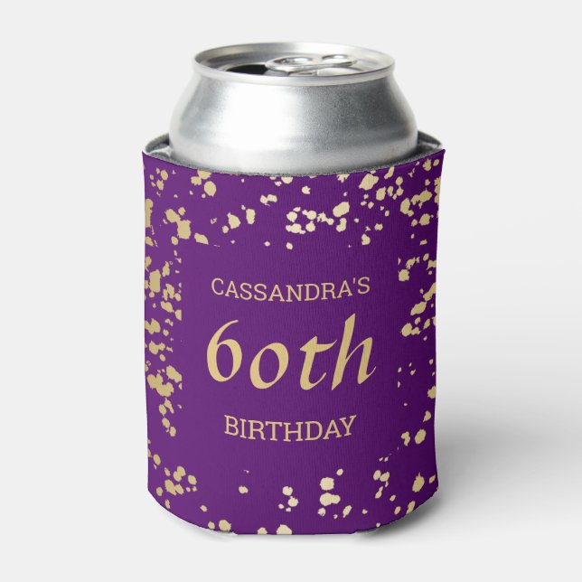 Classy Egypt Gold Sprinkles Purple Birthday Can Cooler (Can Front)