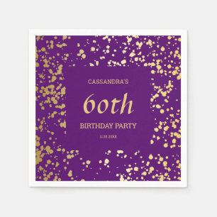 Classy Egypt Gold Sprinkles Purple Birthday Napkin
