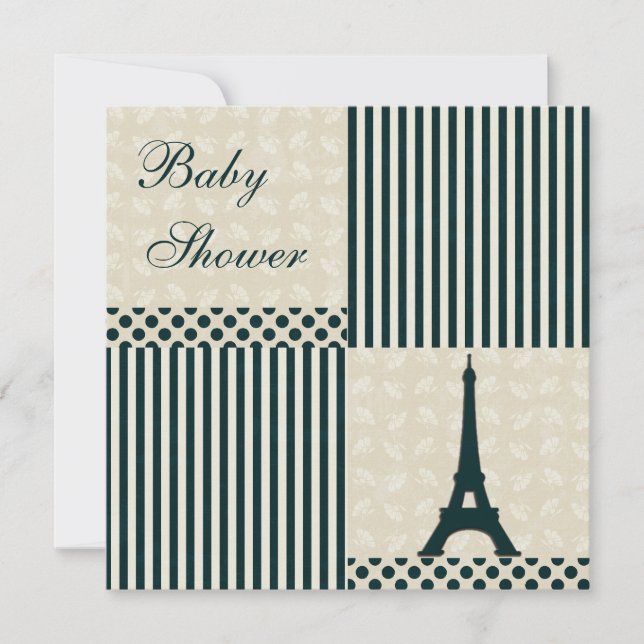 Classy Eiffel Tower Neutral Baby Shower Invitation (Front)