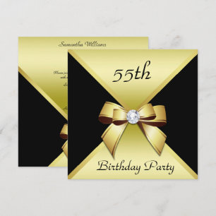 Classy Elegance Gold & Black 55th Birthday Party Invitation