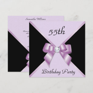 Classy Elegance Lilac & Black 55th Birthday Party Invitation