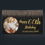 Classy Elegant 60th Birthday Black Gold Glitter  Banner<br><div class="desc">Customise your own Classy Elegant 60th Birthday Black Gold Glitter Banner.</div>