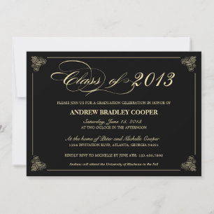Classy Elegant Black 2013 Graduation Invite
