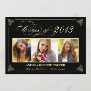 Classy Elegant Black 2013 Graduation Photo Invite