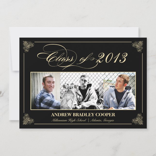 Classy Elegant Black 2013 Graduation Photo Invite (Front)