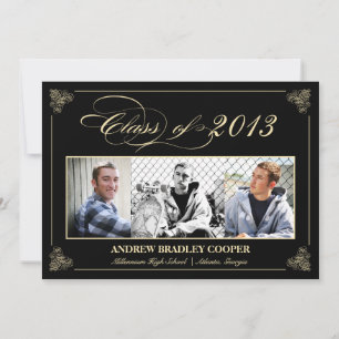 Classy Elegant Black 2013 Graduation Photo Invite