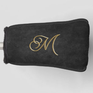  Classy Elegant Black and Gold Vintage Monogrammed Golf Head Cover