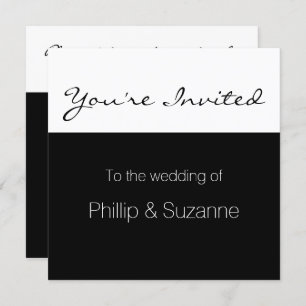 Classy Elegant Black and White Minimal Wedding Inv Invitation