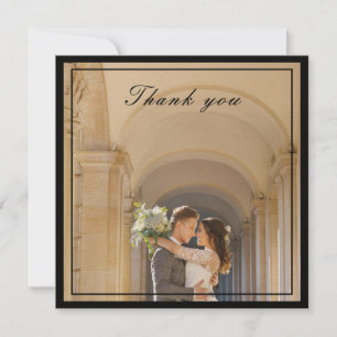 Classy & Elegant Black & Cream Ivory Wedding Photo Thank You Card