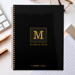 Classy Elegant Black Gold Monogram Name Planner<br><div class="desc">Customise the text, and easily create your personalised planner. Click EDIT DESIGN to change the background colour or text colour. You can TRANSFER this DESIGN to other Zazzle products and adjust it to fit most Zazzle items. Standard Studio designs are made in high-resolution graphics for professional print. Thank you for...</div>